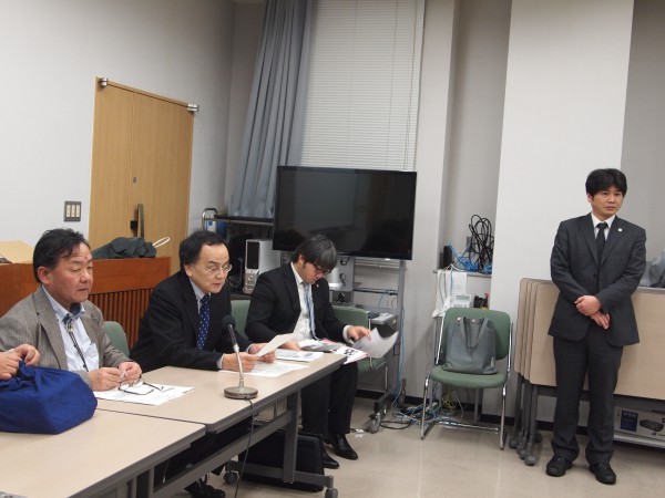 期日後の記者会見（宮崎弁護士会館）